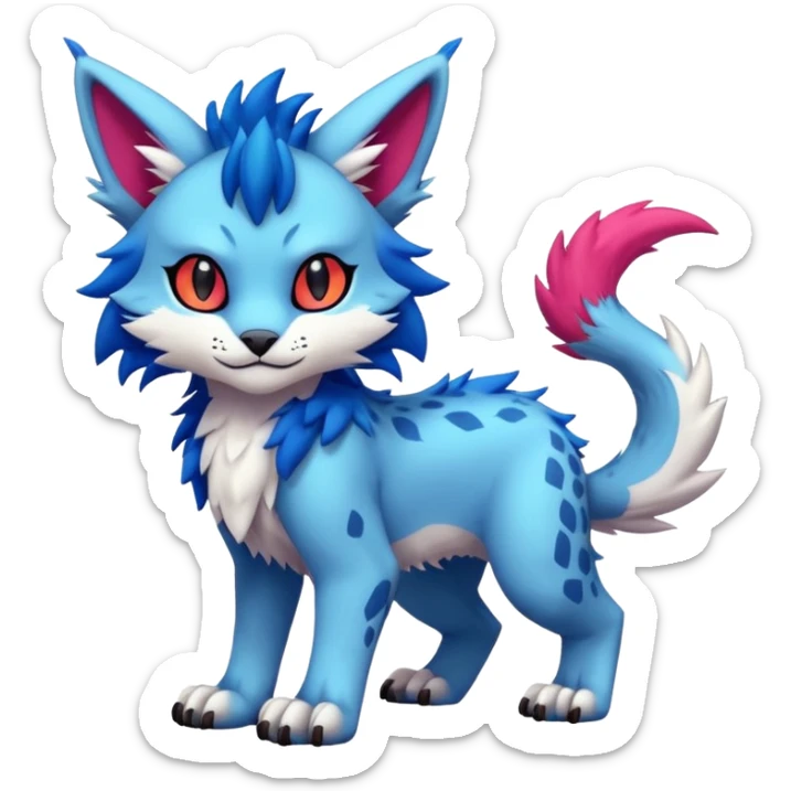 Colorful exotic kawaii edgy cute Lynx-Sergal-Vernid-Fakémon-Pokémon-creature (full body) sticker