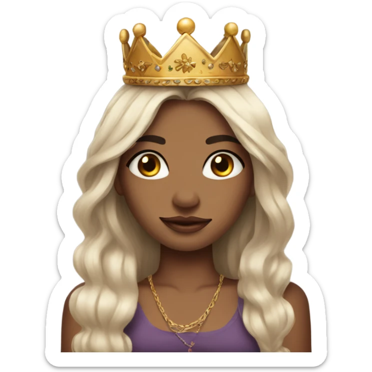 Beautiful girl wearing a crown, and arm tattoos and long hair sticker