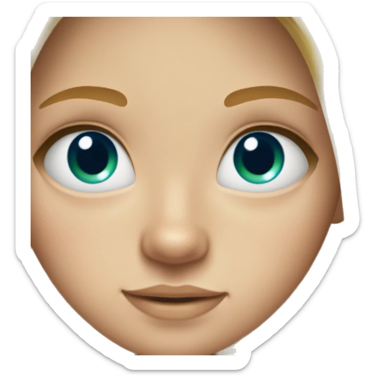 Girl with long blonde hair, freckles on her cheeks and bright blue and green eyes  sticker