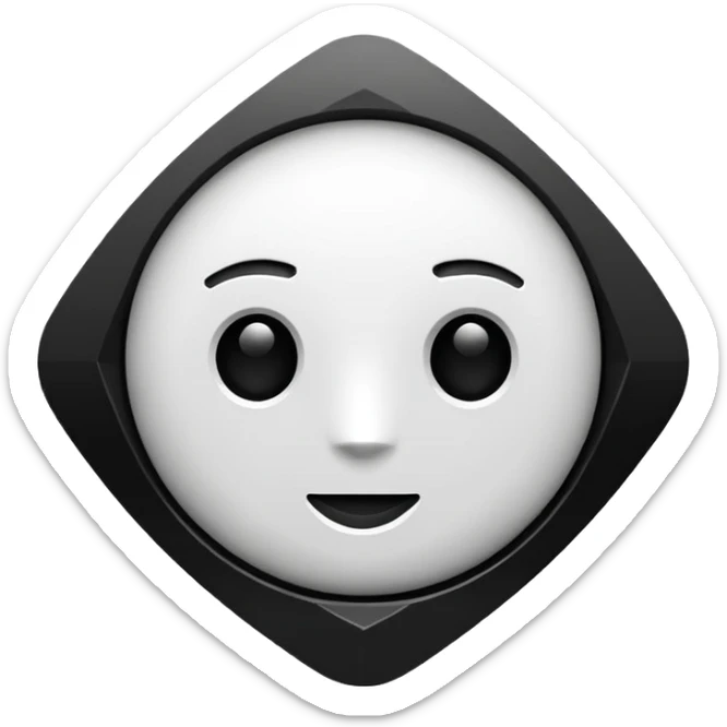 Create an emoji in which it is representing AI logo similarly like the logo of Chat GPT ,Gemini but different completely different and very professional not simple and try to make it in black and white colour sticker