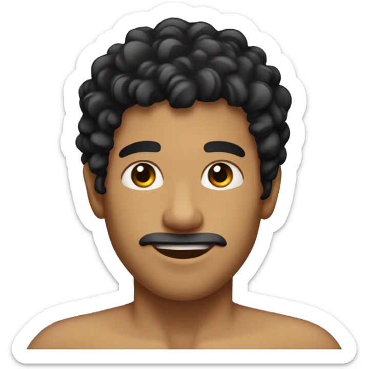Tanned male with black curly hair and small black eyes  sticker