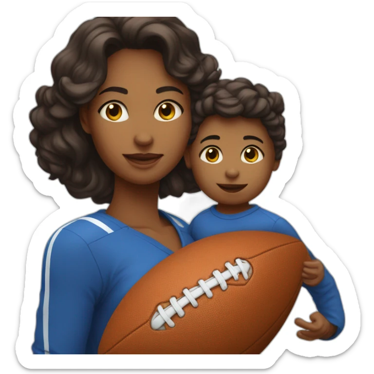 une femme qui joue au football avec un bébé sticker