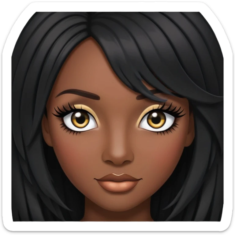 50 inch buss down with edges and side part in jet black with a pretty dark skin females with lash clusters and bottom lash sticker