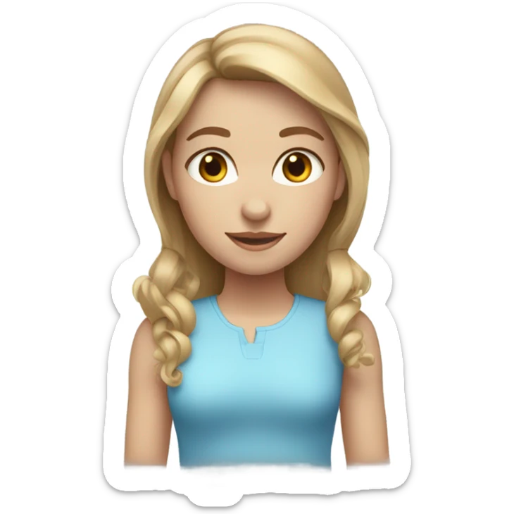 a girl with light brown hair, where some strands are dyed blonde, with blue eyes and very fair skin sticker