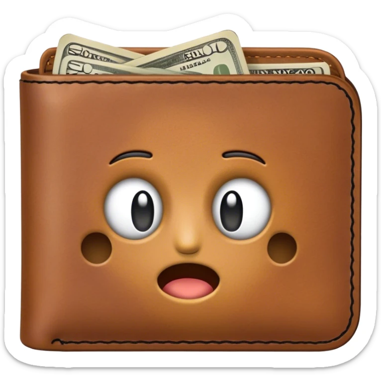 Design an emoji of an open wallet with dust coming out instead of money. The wallet looks abandoned and empty, representing financial struggles sticker