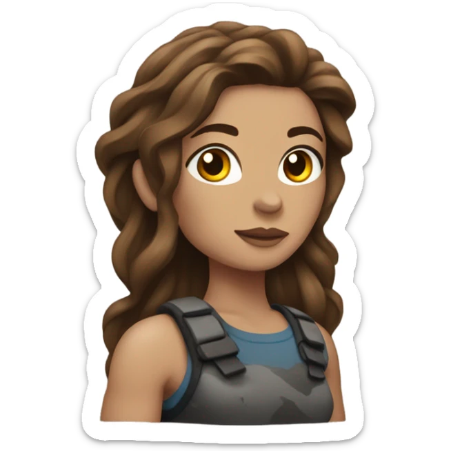 Beautiful tattooed woman long brown hair climbing rocks sticker