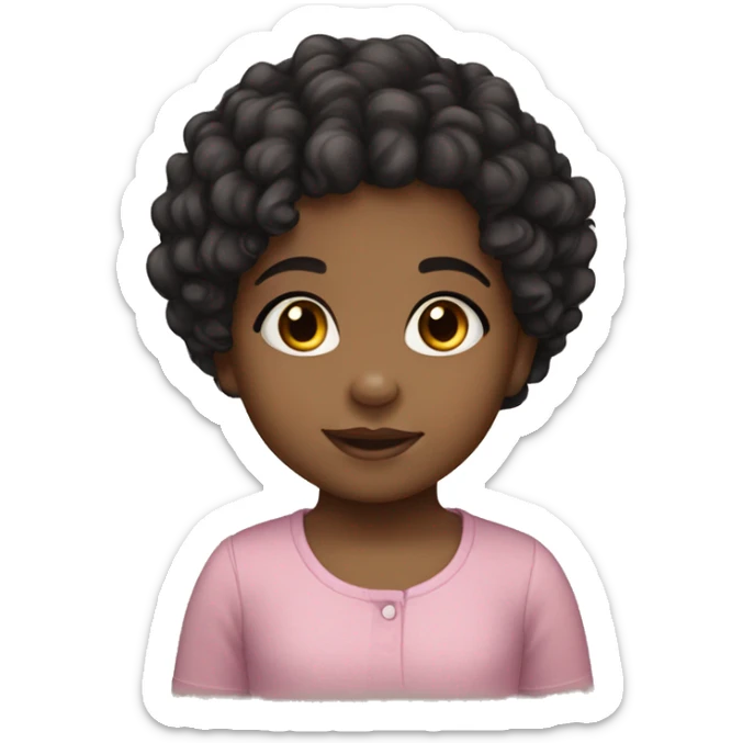 toddler girl black curly hair olive skin tone sticker