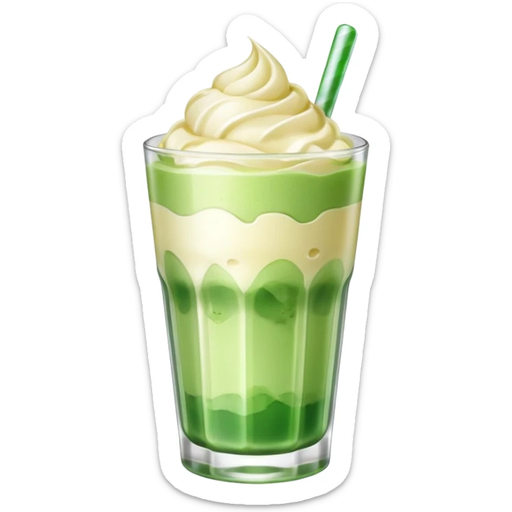Japanese cream soda green on a glass with ice ice cream vanilla 1 scoop on top sticker
