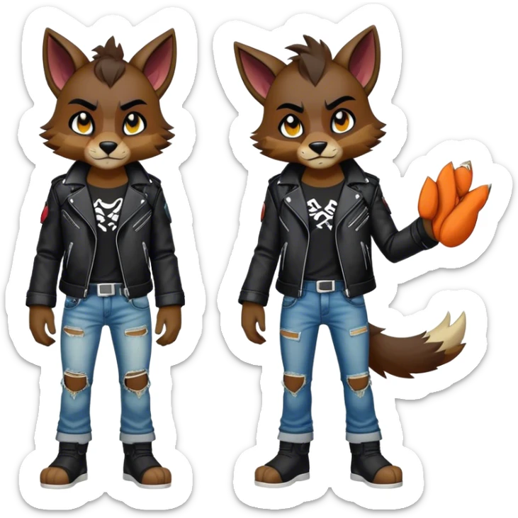 Edgy colorful anthro fursona Fakemon full body sticker