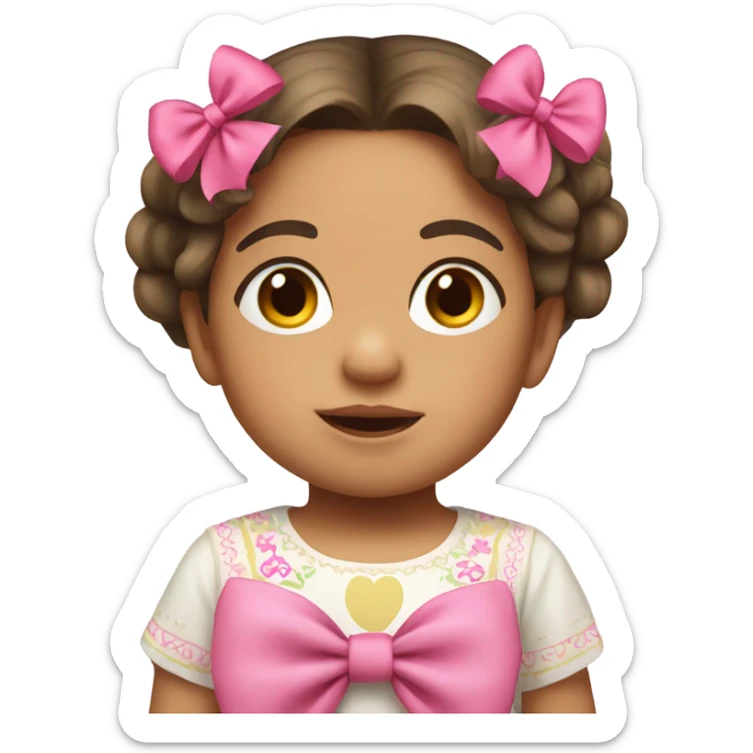 Mexican toddler girl with long hair and pink bow sticker