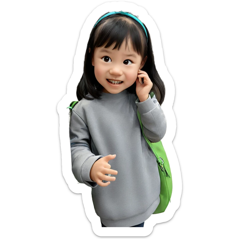 happy girl with bag sticker