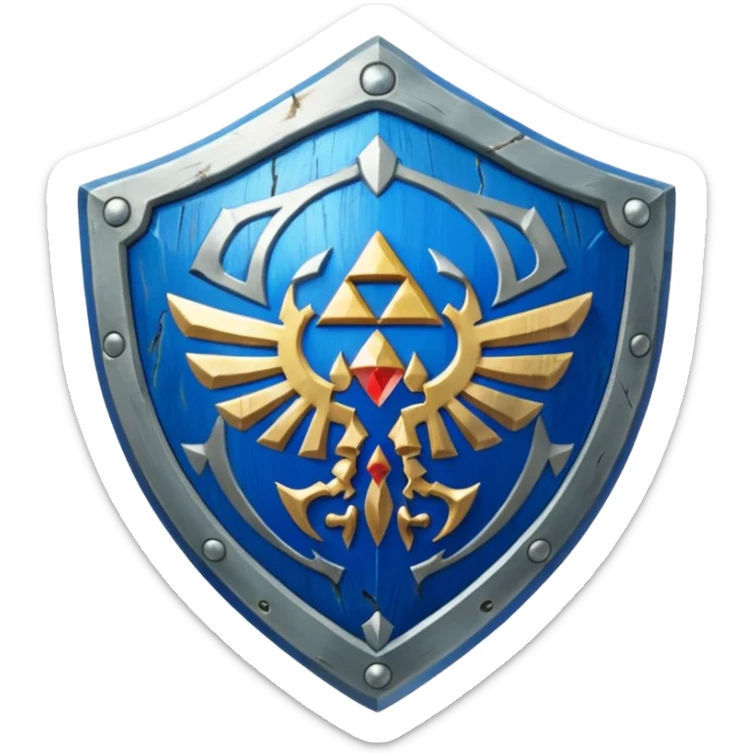 Hylian Shield From the Legend Of Zelda, specifically the Breath of the Wild Hylian Shield sticker