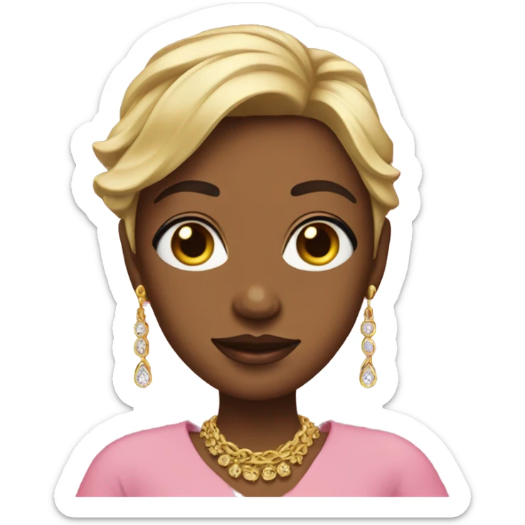 A person whit pink dress and gold jewelry and ear rings sticker