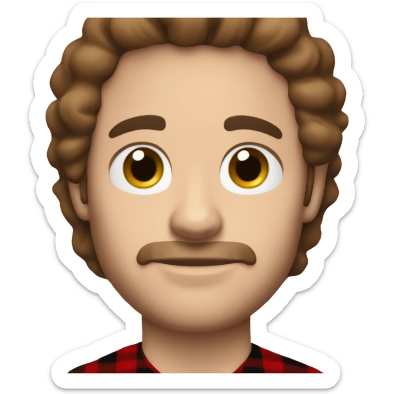  Caucasian man with black hair and brown eyes wearing red and black buffalo plaid pjs sticker