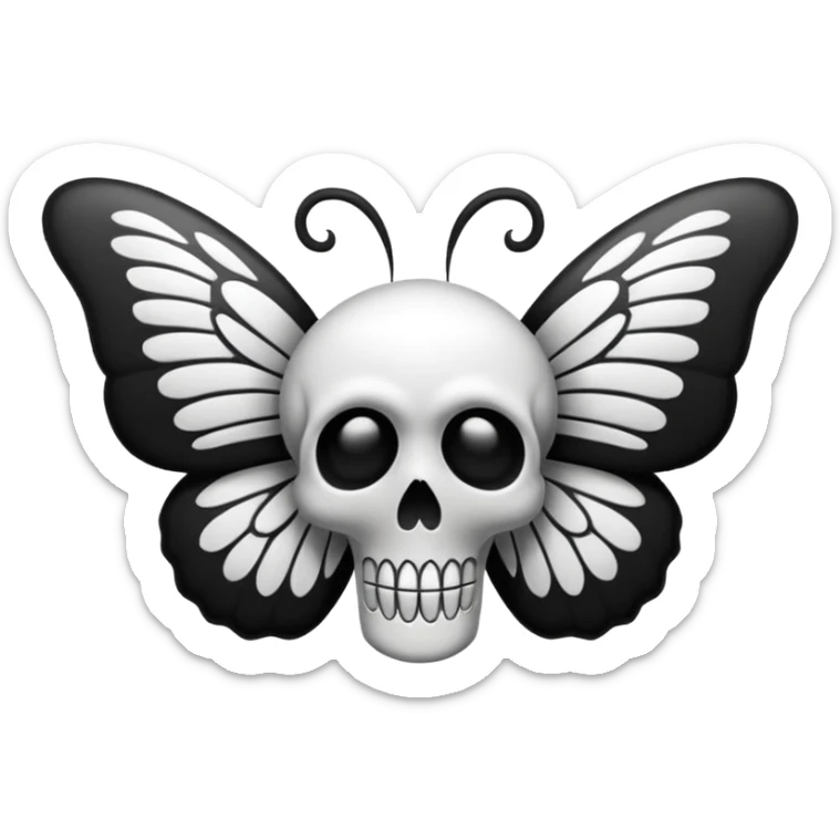 crea un emoji de una mariposa / polilla de la muerte pero que la calavera esté en las alas  sticker
