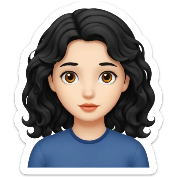 ילדה עם שער שחור וגלי אבל לא יותר מידי מתולתל sticker