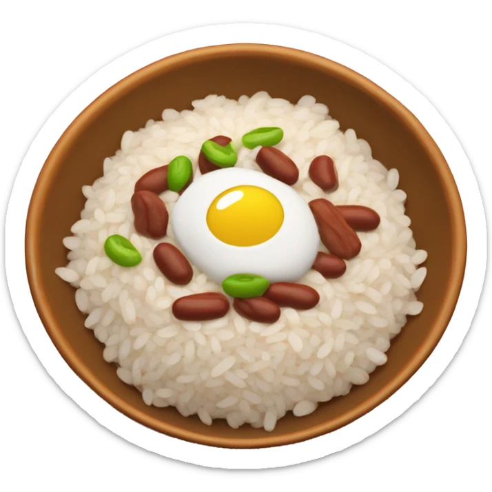 Puerto Rican dish “arroz con habichuelas” which is white rice and beans in a bowl sticker