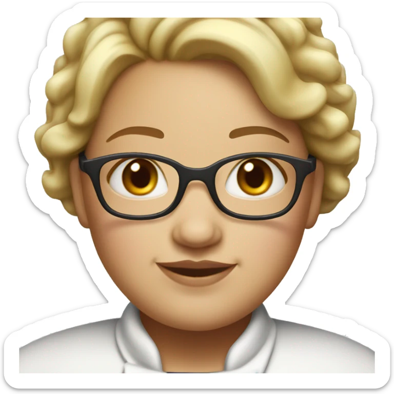 fat chef girl with glasses and short hair light skin color sticker