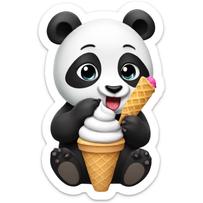 Panda eating ice cream sticker