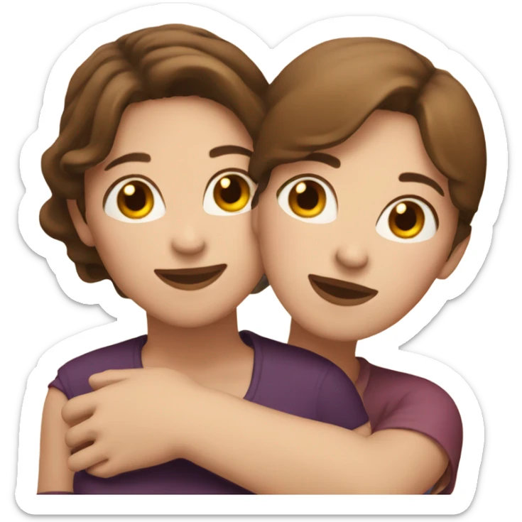 Woman with Brown Hair hugging another woman with brown hair  sticker