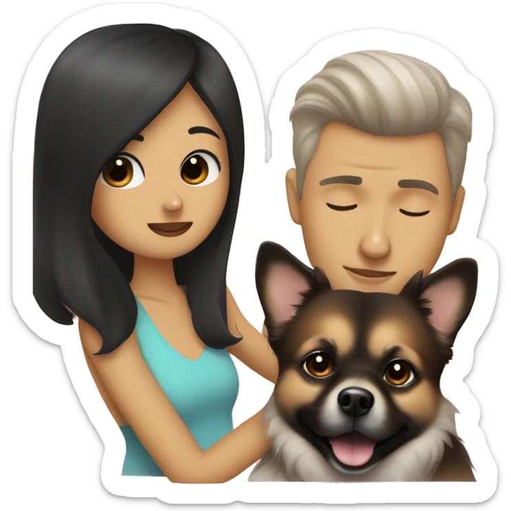 
Pomeranian lulu kissing his white human owner with short black hair and thin beard sticker