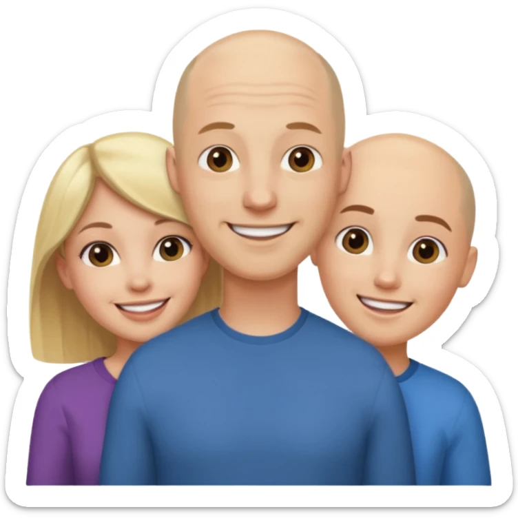 throuple blonde brunette females bald male sticker