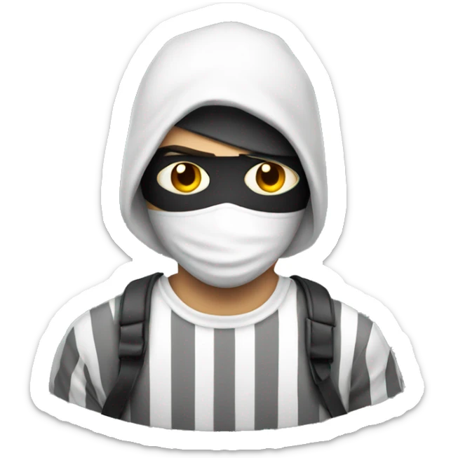 Burglar with eye mask and striped white and white shirt sticker