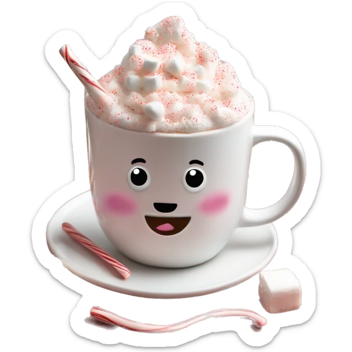 Pink vibe - Christmas mug of hot cocoa with marshmallows and candycane sprinkles and whipped cream  sticker