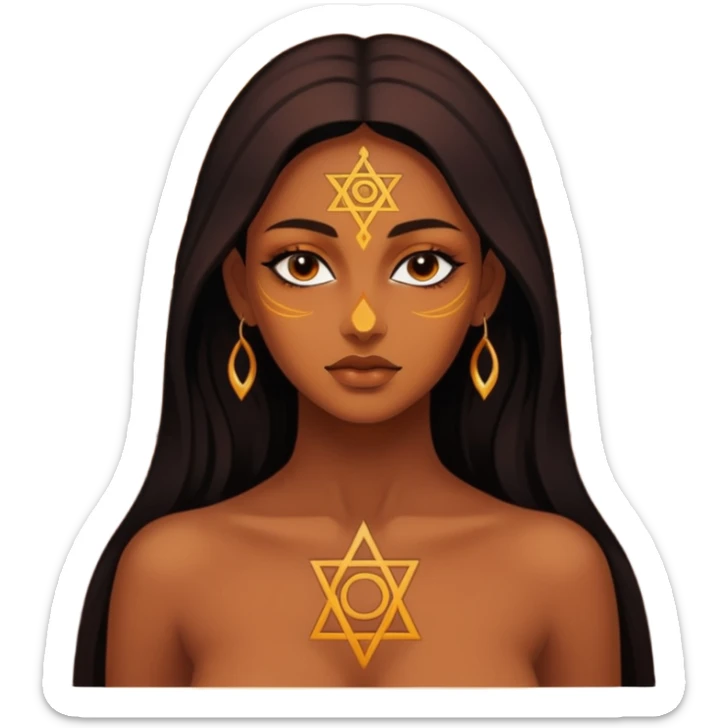 Dark oil traced over woman’s skin forming occult symbols, sensual devotion sticker