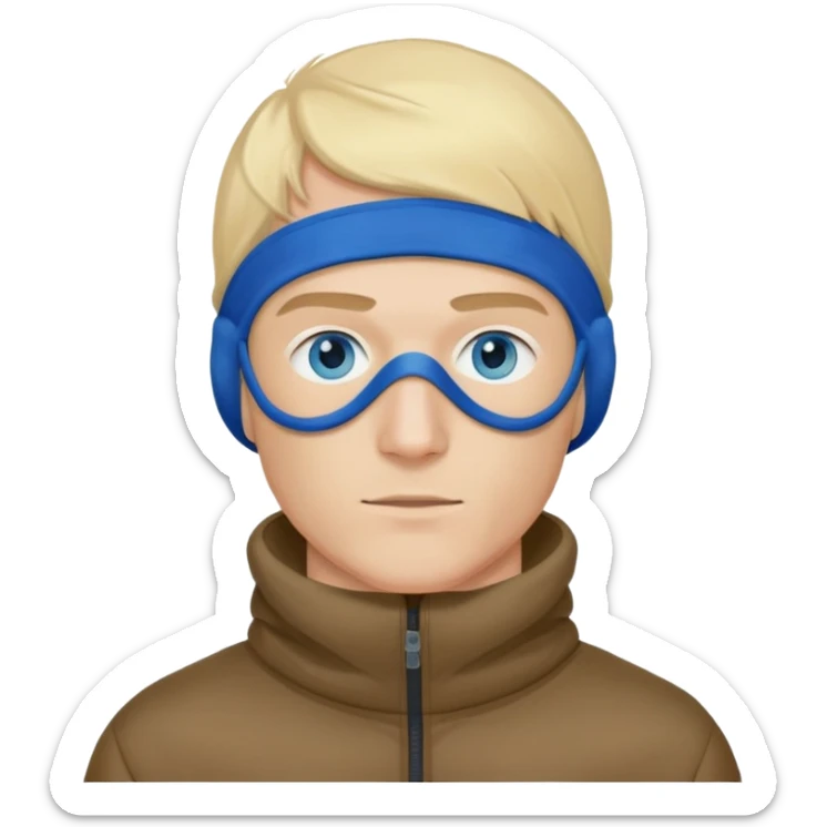 Blue eyed blonde man french crop bombarder jacket balaclava mask sticker