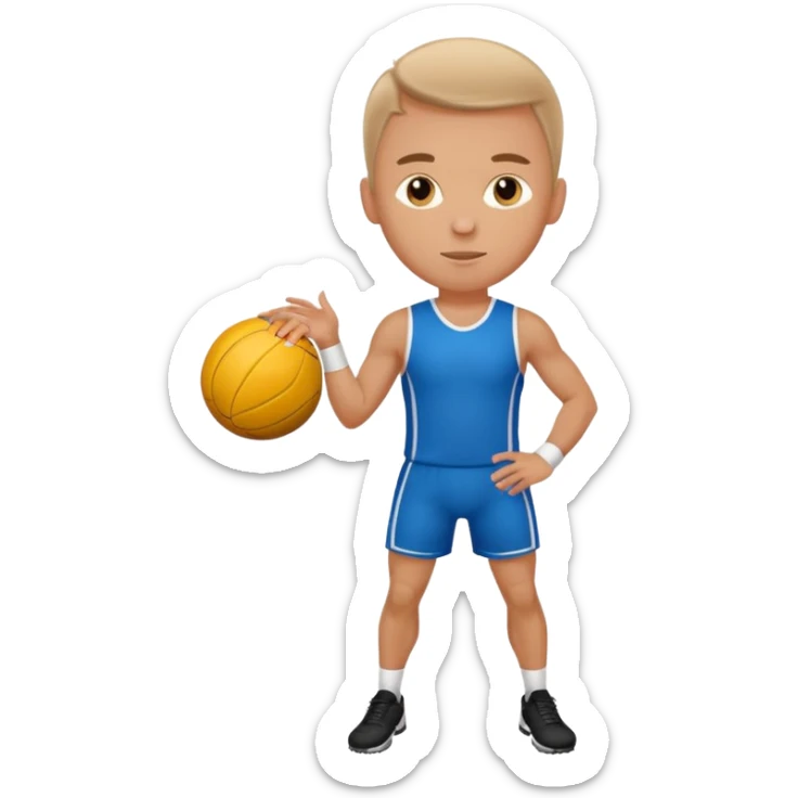 white sportsman in the playground with ball, dressed in sport suit sticker