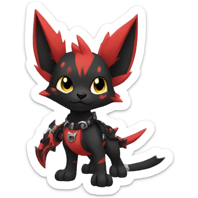 cool edgy black punk red animal hybrid Fakemon full body sticker