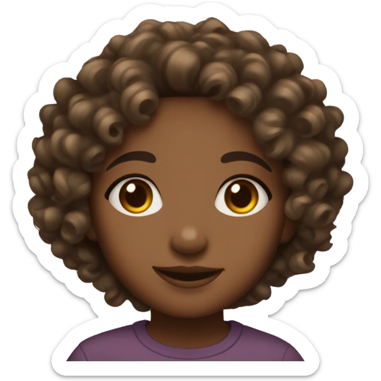 cute brown skin girl with curly hair brown eyes sticker