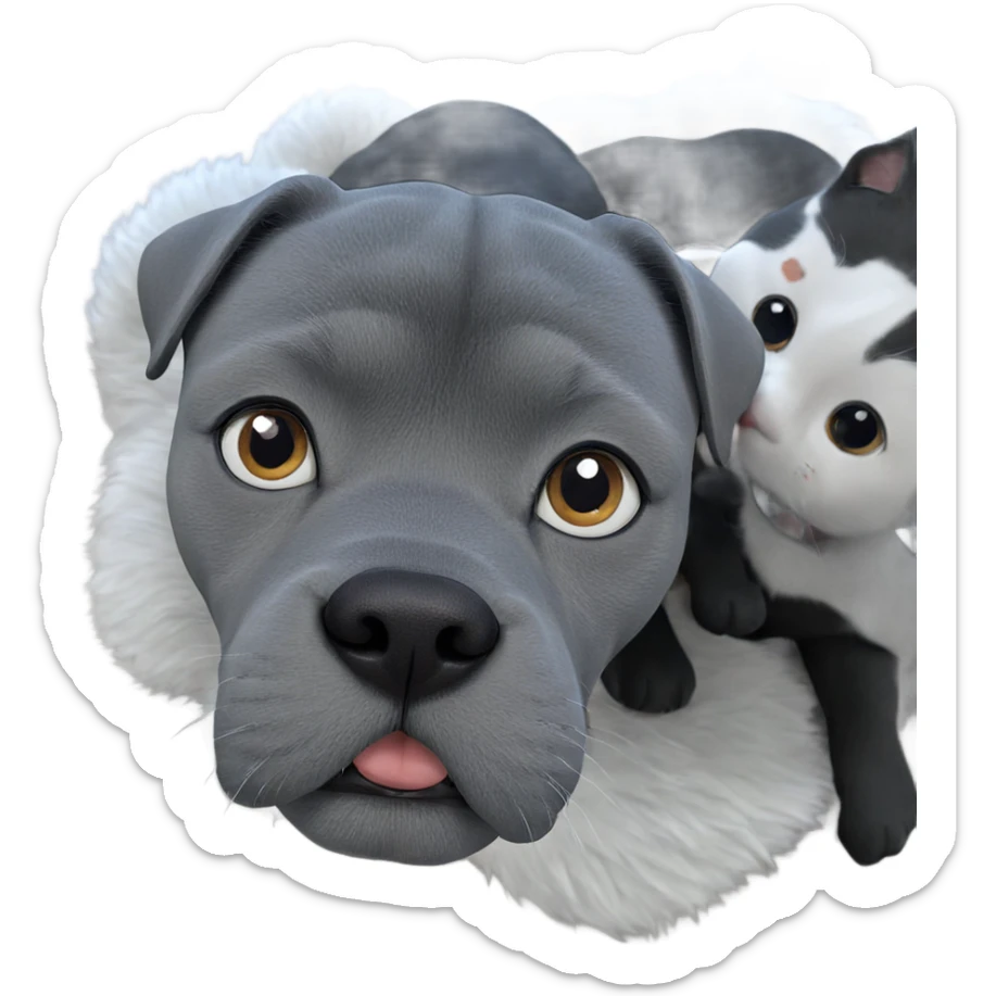 realistic cat and dog duo sticker