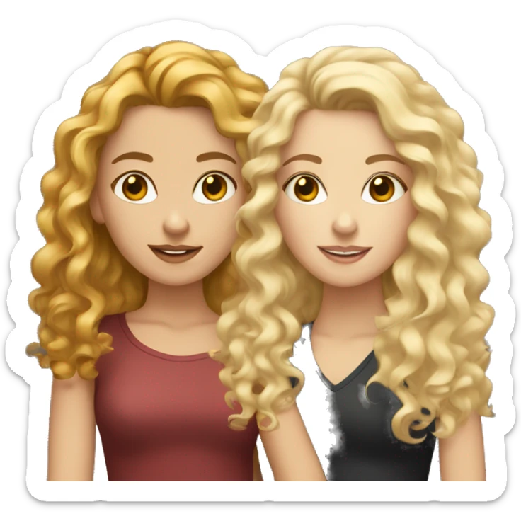 Two white girls with both curly hair friends. One brunette and one blonde   sticker