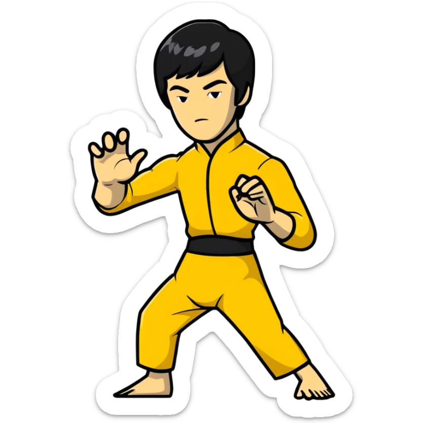 Bruce Lee with correctly proportioned hands and accurate fingers in kung fu position sticker