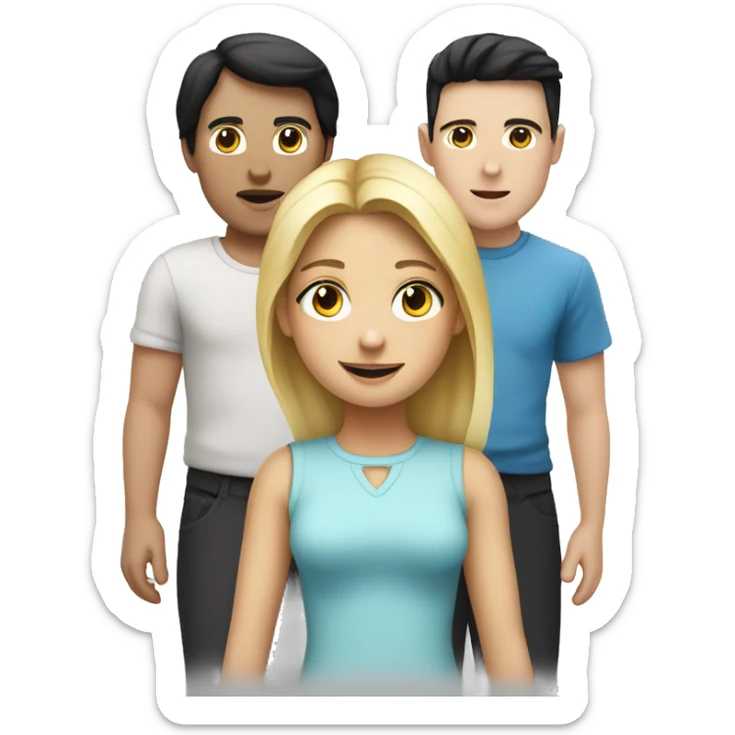 A familie whit a blonde Girl an a white boy whit black Hair and a Child  sticker