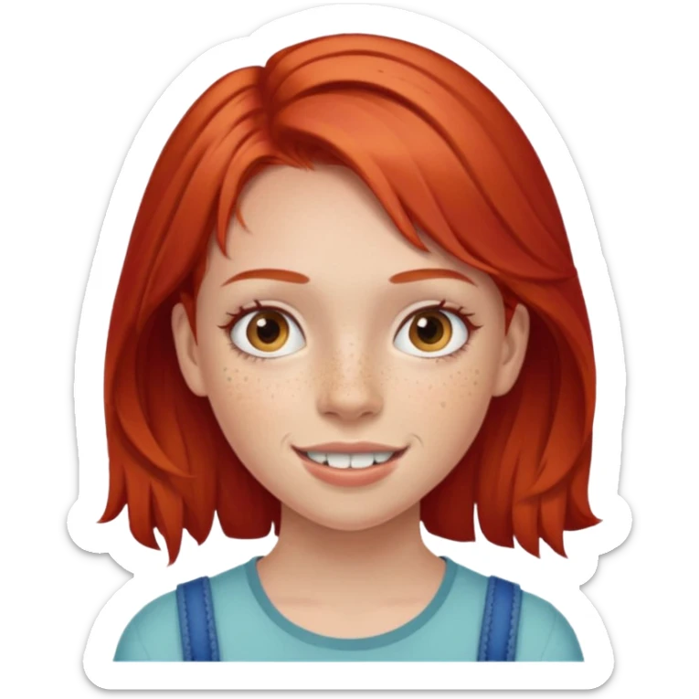 Girl with braces and red hair and freckle on right cheek  sticker