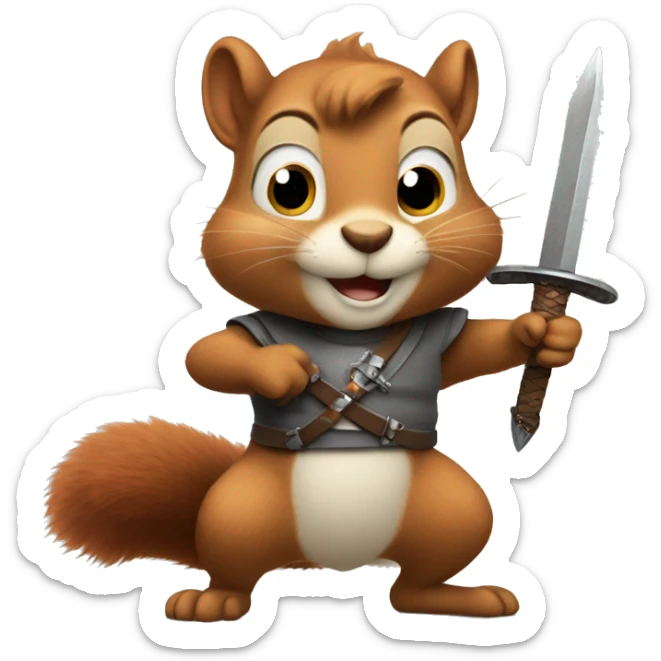 Squirrel holding sword sticker