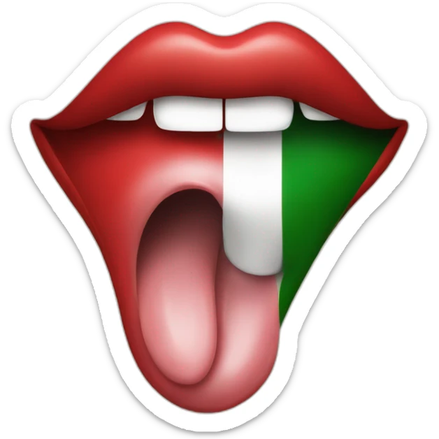 tongue out of mouth in italian flag colours sticker