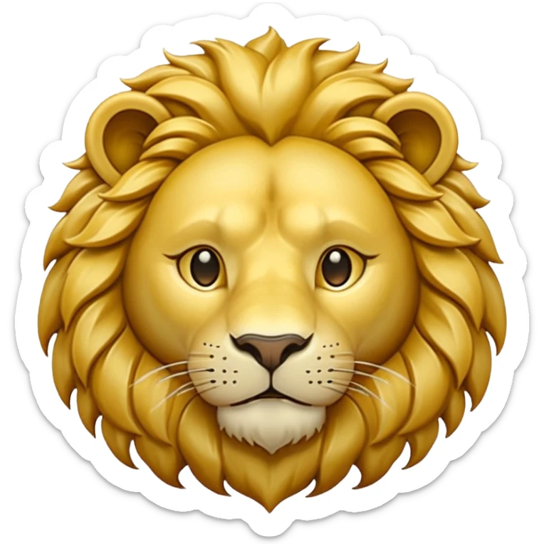 Pièce d’or ronde, style emoji, avec un grand “F” gravé au centre et la tête d’un lion détaillé en arrière‑plan, vue de face, design simple et lisible. sticker