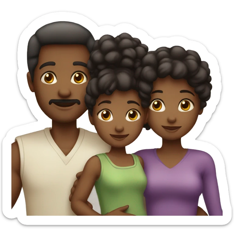 black family 2 kids, mom and dad and 1 boy 1 girl sticker