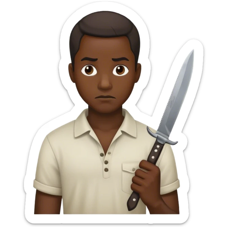 Homme noir avec un couteau en main qui il a un regard sombre  sticker