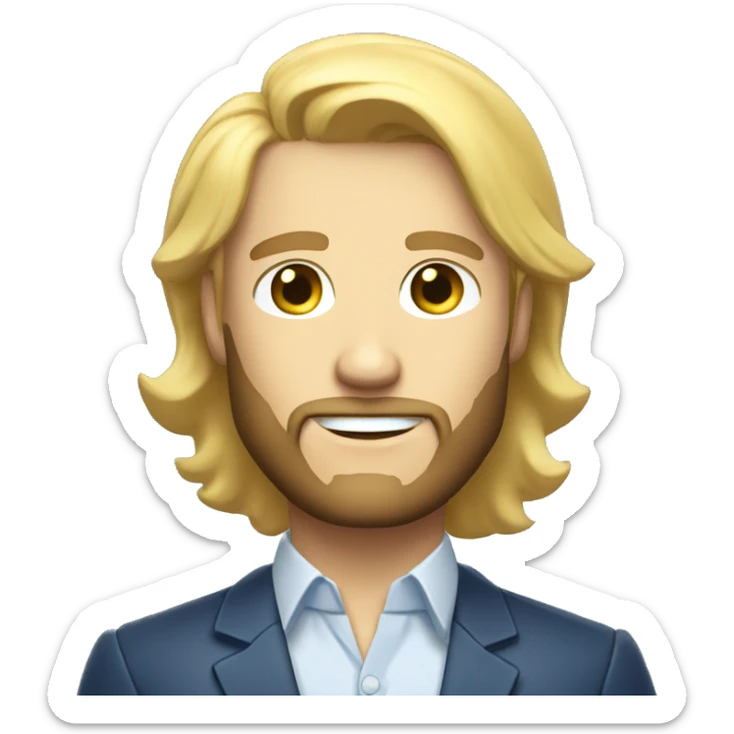 professional man leader in motivation professional casual dress, blue-eyed blonde short hair with a shadow of a beard sticker
