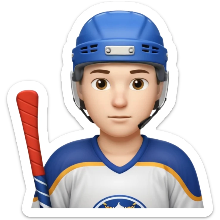 ice hockey player portrait, head and shoulders only, wearing hockey helmet with visor, team jersey collar, holding hockey stick near shoulder, focused competitive expression, 3D cartoon style, mobile game icon style, clean background, no text, no watermark

 sticker