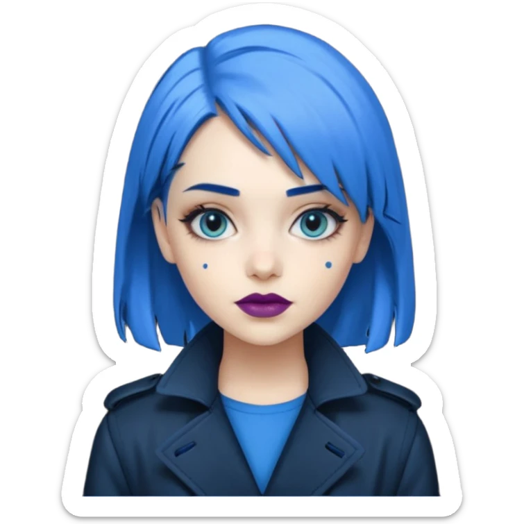i want an emoji of a cool barb girl that likes blue, a techie girl that is like a matrix character sticker