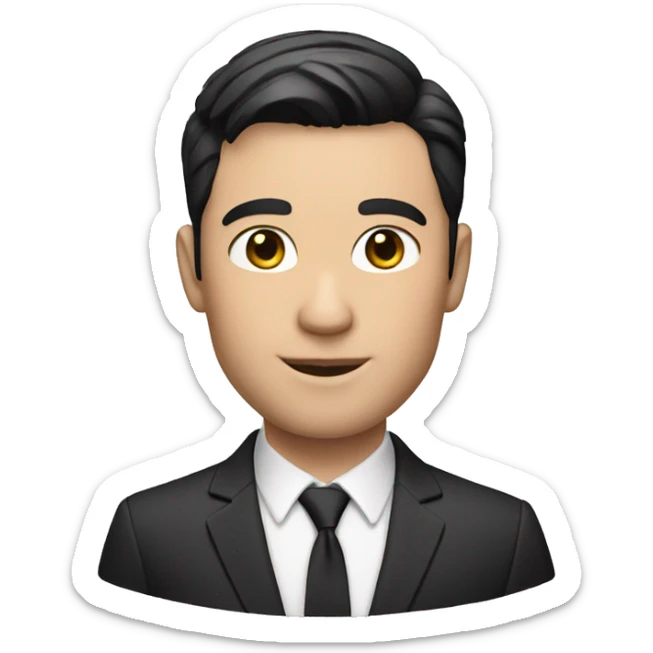 memoji of a white male in suit and with short cut dark hair, no beard sticker