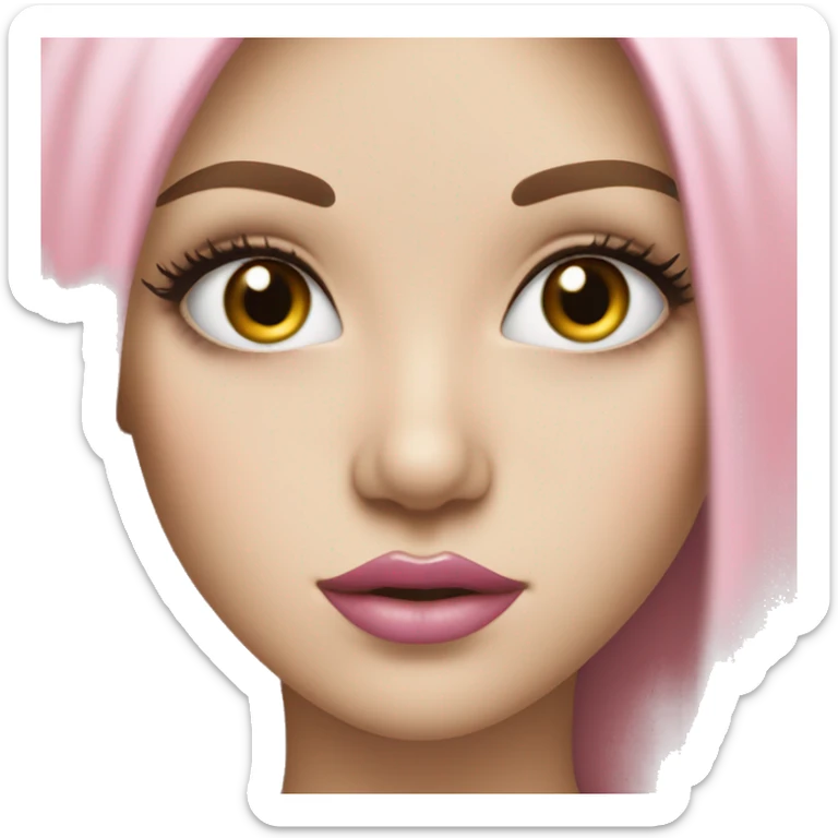 Girl with very Long lashes, white skin and pink lips sticker