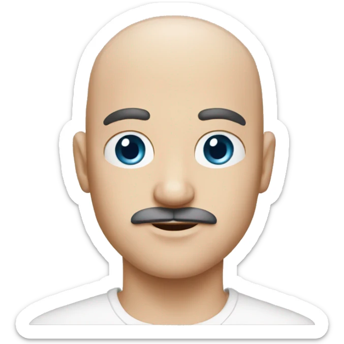 Bald man blue eyes and a mustache  sticker