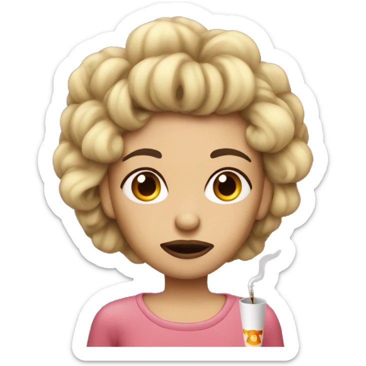 Girl with bad hair skinny eyebrows smoking a cigarette sticker